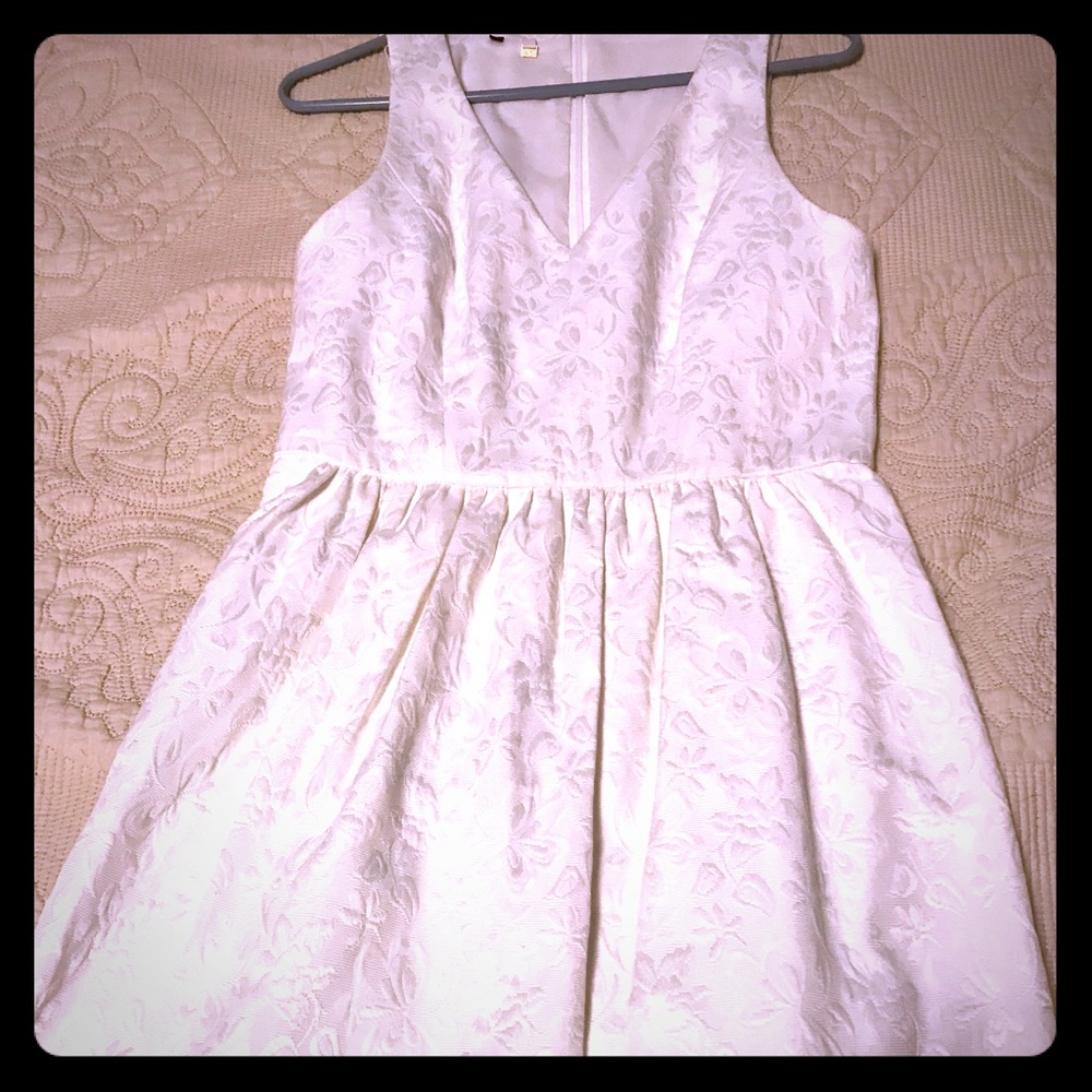 White fit and flare floral dress